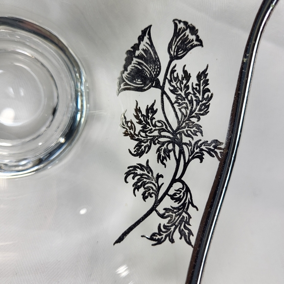 Silver City Glass Co. Sterling Overlay Bowl Dish Flanders Poppies 5.75" Square - Picture 9 of 16